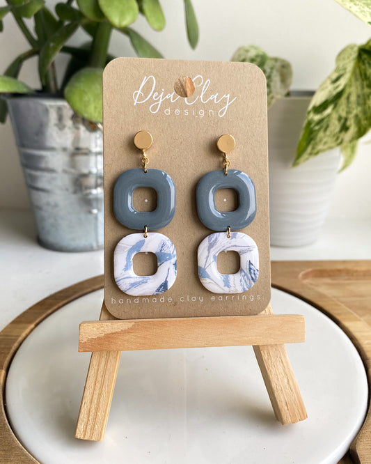 Wrenley | Patterned Grey | Bold Statement Earrings