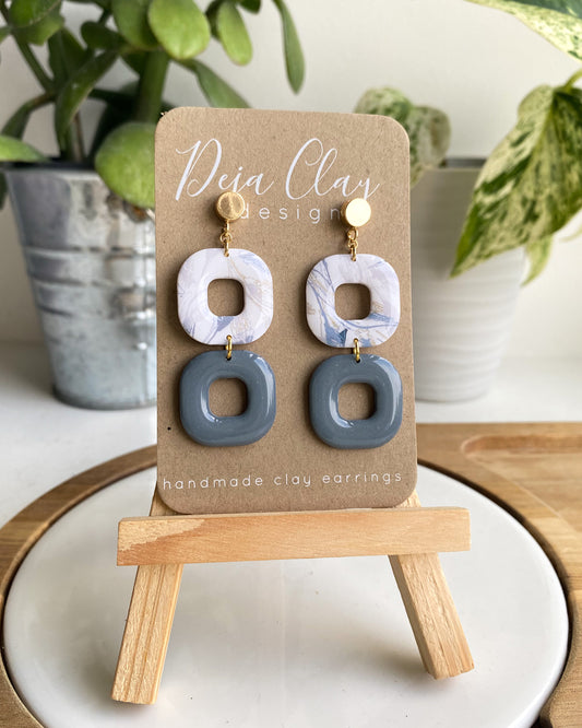 Wrenley | Patterned Grey | Bold Statement Earrings