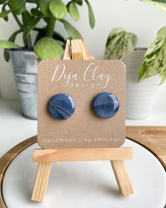 Clay Studs | Navy | Round