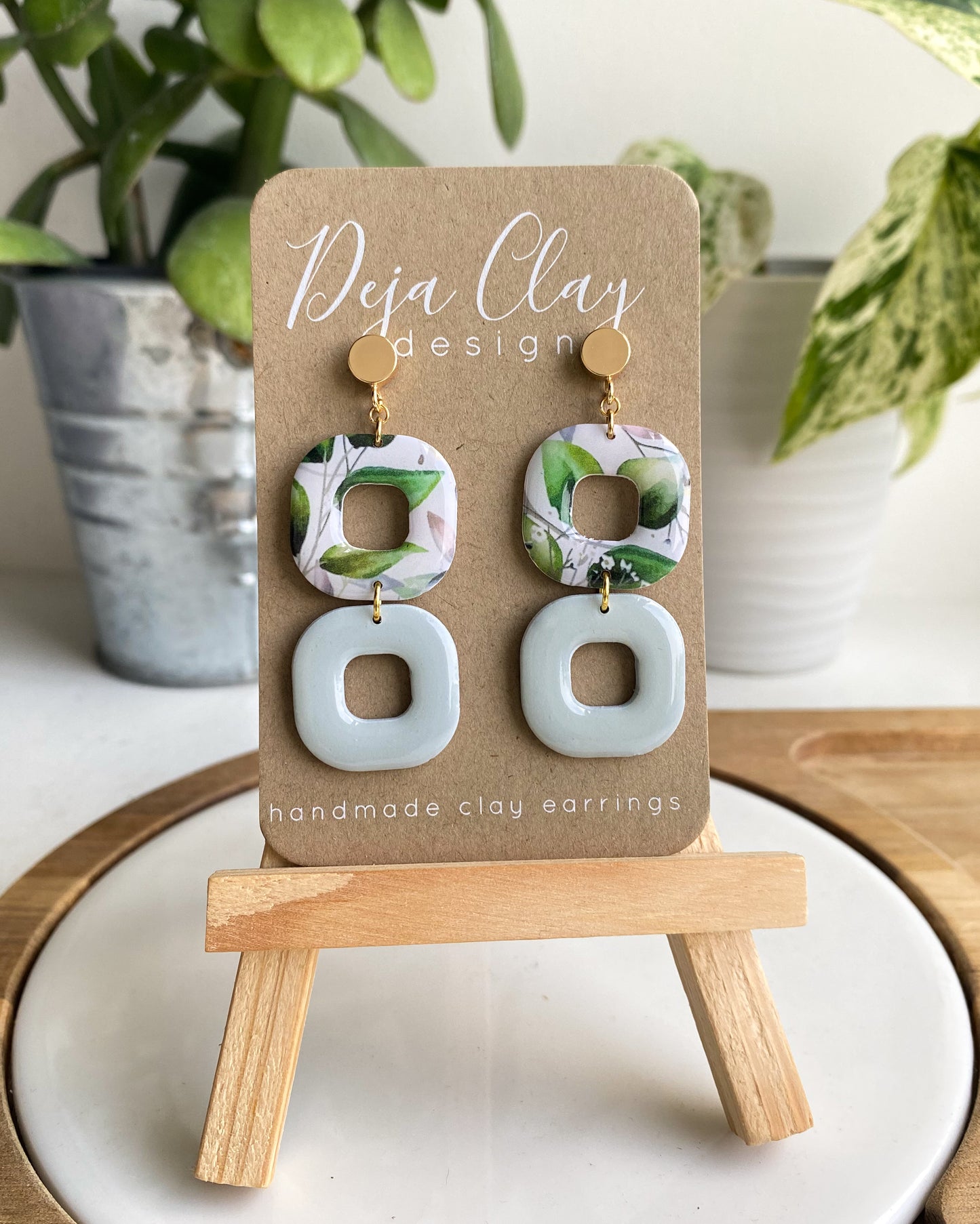 Wrenley | Sage Leaves | Bold Statement Earrings